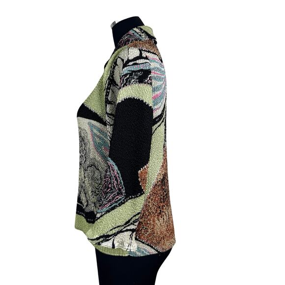 Y2K Crinkle Texture: Bala Bala Abstract Popcorn Knit Jacket (Size Large) - Picture 6 of 13